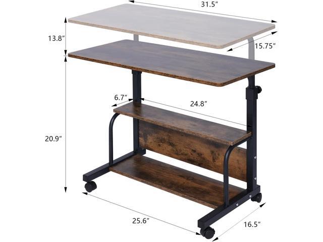QZMDSM Portable Rolling Desk Adjustable Laptop Desk Small Standing Desk Home Office Desks for Small Spaces Table, 31.5' Rustic Uplift Study Desk...