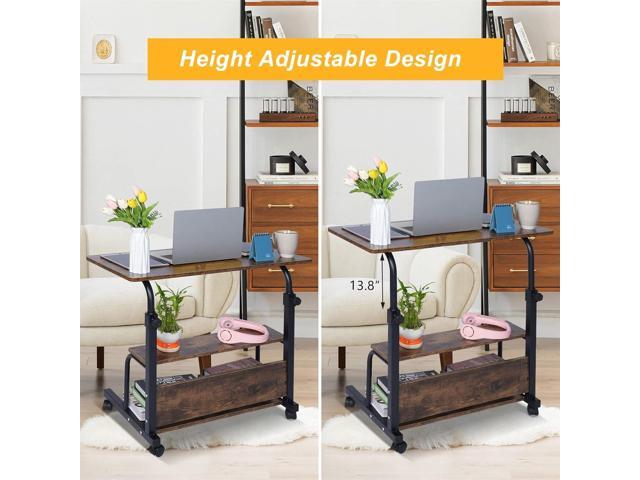 QZMDSM Portable Rolling Desk Adjustable Laptop Desk Small Standing Desk Home Office Desks for Small Spaces Table, 31.5' Rustic Uplift Study Desk...
