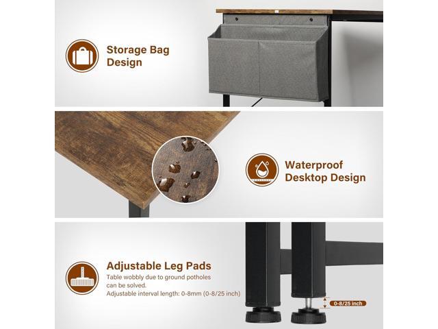 YSSOA Computer, Modern Simple Style Home Office, Study Student Writing, Vintage Wooden Desk, 47 Inch New, Brown