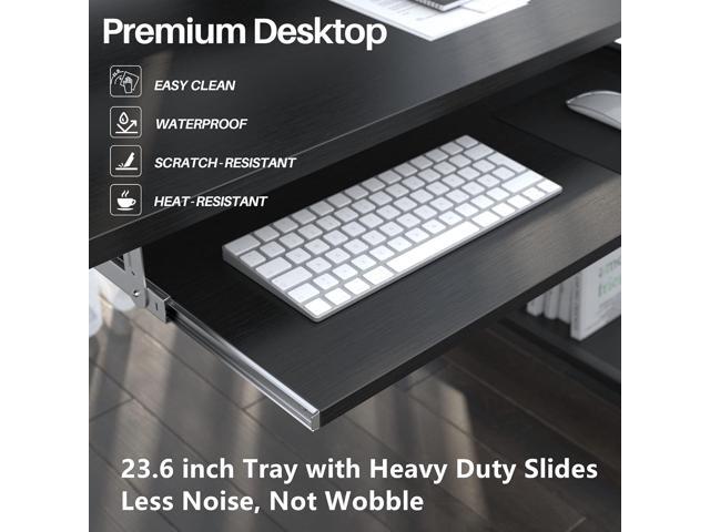 HYPIGO Computer Desk with Keyboard Tray, 55 inch Industrial Home Office Desk W/ Storage Shelves Monitor Stand Headset Hooks Study Writing Desk...