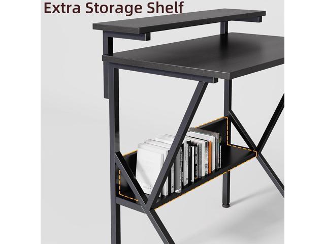 COTUBLR 27.5' Computer Desk for Small Spaces, Computer Desk with Adjustable Monitor Stand Shelves, Compact Desk with Storage, Tiny Desk Study Desk...