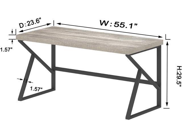 HSH Gray Computer Desk, Industrial Wood and Metal Home Office Desk, Farmhouse Rustic PC Laptop Desk for Executive Work Writing Study Gaming, Modern...