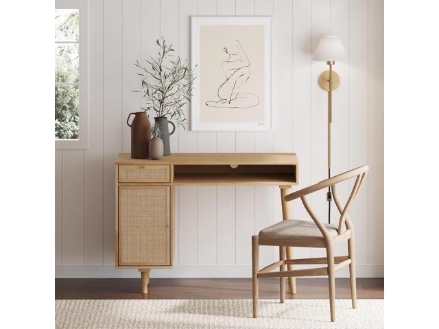 Nathan James Jacklyn Modern Home Office Writing Desk, Natural Brown