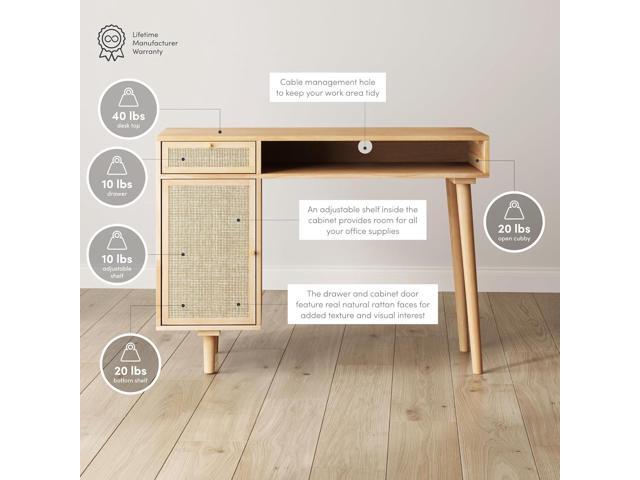 Nathan James Jacklyn Modern Home Office Writing Desk, Natural Brown