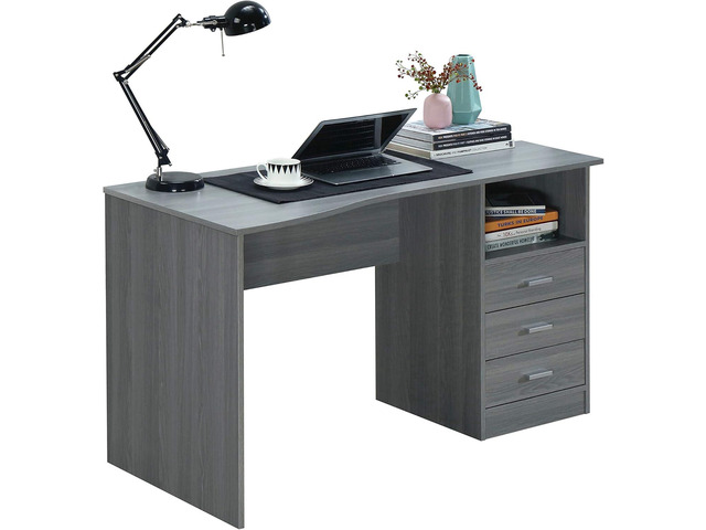 51 Inch Classic Computer Desk w/Drawers & Storage, Grey 51 Inch classic desk with 3 drawers, spacious storage, sturdy frame, and functional home...