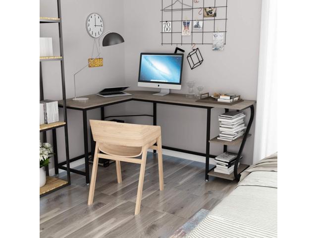 Weehom Reversible L Shaped Desk with Shelves Large Corner Computer Gaming Desks for Home Office Writing Workstation Wooden Table