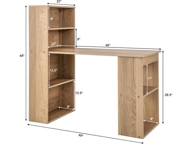 Tangkula Computer Desk with Bookshelf, Writing Study Desk with Storage Shelves & CPU Stand, Modern Compact Computer Workstation for Home & Office,...