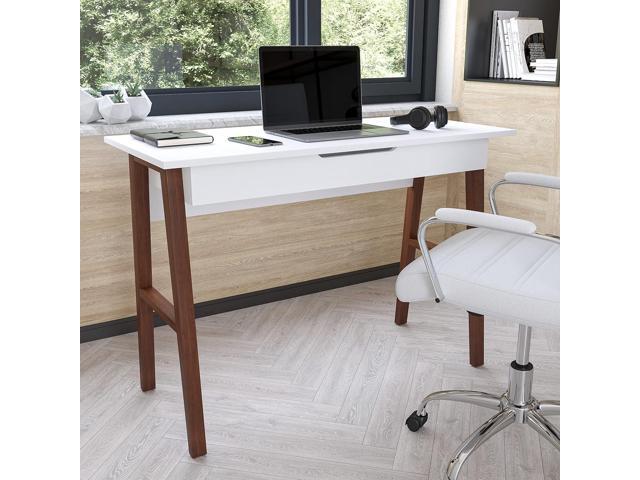 Flash Furniture Darla Computer Desk - White Home Office Desk with Storage Drawer - 42' Long Writing Desk for Bedroom