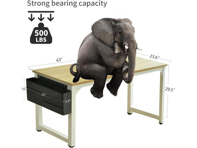 SURMIO 63 inch Computer Desk,Large Home Office Desk Modern Wood Writing Table Rustic Gaming Desk Sturdy Extra Thick Wooden Desktop Thicker Metal...
