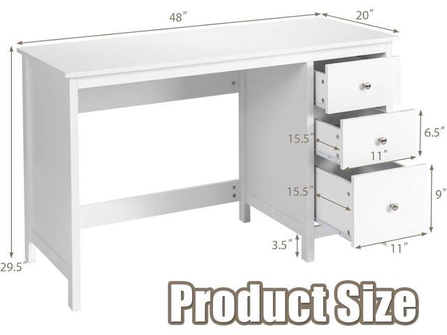 Tangkula White Desk with Drawers, Modern Home Office Computer Desk with Storage Drawers & Spacious Desktop, Compact Writing Study Desk Laptop Desk...