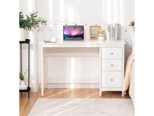 Tangkula White Desk with Drawers, Modern Home Office Computer Desk with Storage Drawers & Spacious Desktop, Compact Writing Study Desk Laptop Desk...