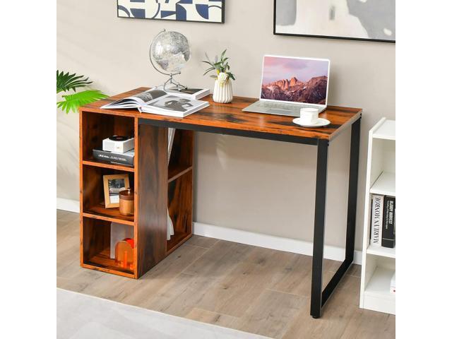 Tangkula Computer Desk with Storage Shelves, Home Office Desk with 5 Side Shelves & Metal Frame, Space Saving Laptop PC Desk, Writing Study Desk,...