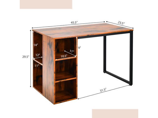 Tangkula Computer Desk with Storage Shelves, Home Office Desk with 5 Side Shelves & Metal Frame, Space Saving Laptop PC Desk, Writing Study Desk,...