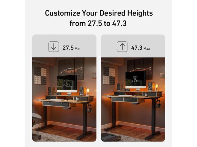 FEZIBO 55 x 24 Electric Standing Desk Adjustable Height with 4 Drawers, Sit Stand Desk with Storage Shelf, Rising Desk with Splice Board, Black...