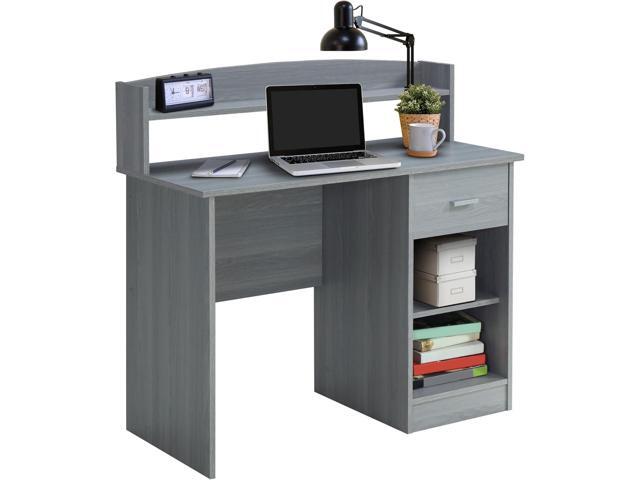 Techni Mobili Modern Office Hutch Writing Desk, Grey