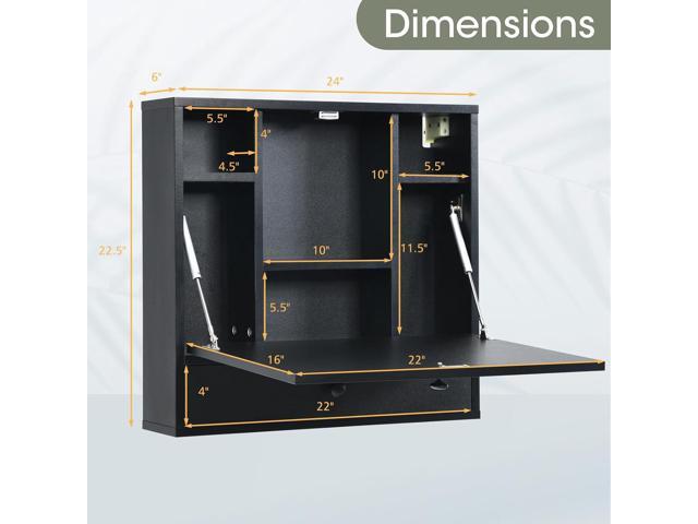 Tangkula Wall Mounted Desk, Multi-Function Floating Desk Wall Mount Laptop Desk, Space Saving Wall Mounted Table Wall Desk with Storage Drawer and...