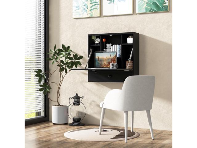Tangkula Wall Mounted Desk, Multi-Function Floating Desk Wall Mount Laptop Desk, Space Saving Wall Mounted Table Wall Desk with Storage Drawer and...