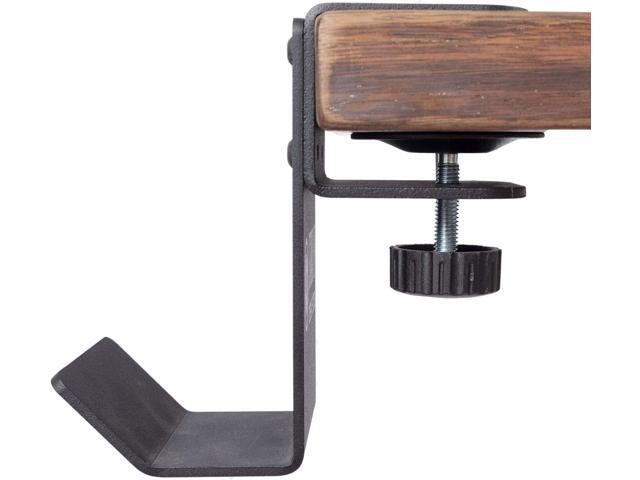 Stand Up Desk Store Clamp-On Under Desk Headphone Hanger, Backpack Hook, and Purse Holder - Black