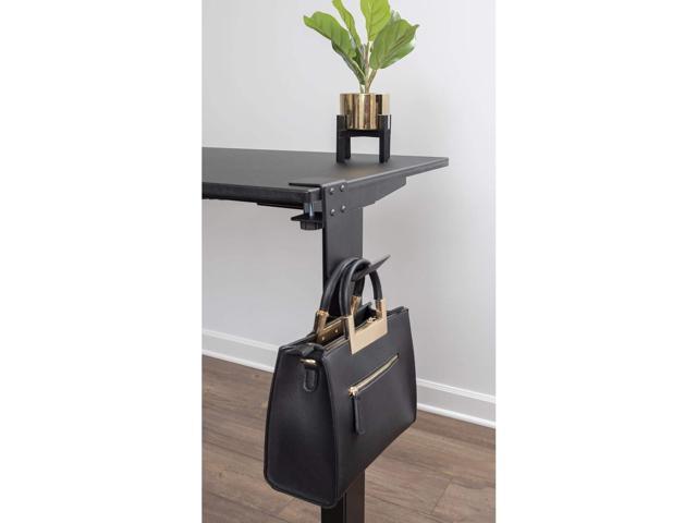 Stand Up Desk Store Clamp-On Under Desk Headphone Hanger, Backpack Hook, and Purse Holder - Black