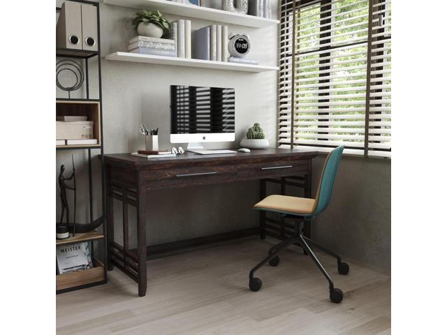 BELLEZE Modern Simple Home Office Computer Laptop Writing Desk Wood Study Table Workstation with Drawers - 55 Inch - Norrell (Espresso)