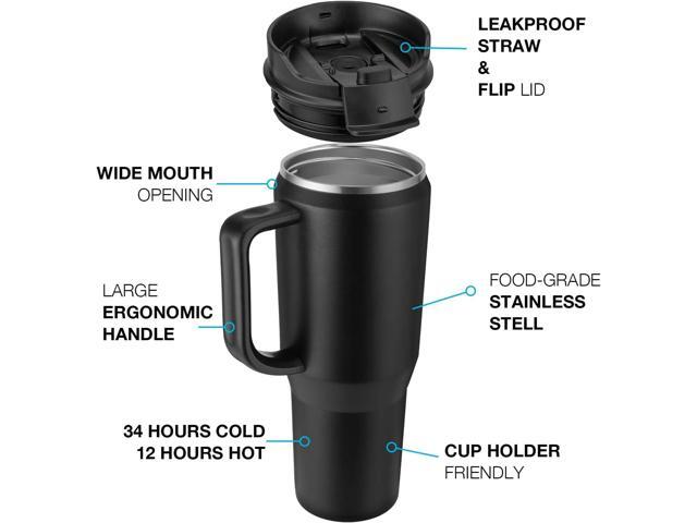 40 oz Tumbler with Handle, Insulated Tumblers with Lid and Straw, Large Metal Sports Water Bottle Jug, Thermal Stainless Steel Travel Coffee Mug...