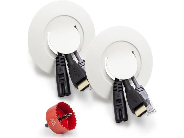 Wall TV Cord Hider Kit - Includes 2 Pass Locking Brackets and Hole Saw Drill Attachment