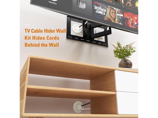 Wall TV Cord Hider Kit - Includes 2 Pass Locking Brackets and Hole Saw Drill Attachment