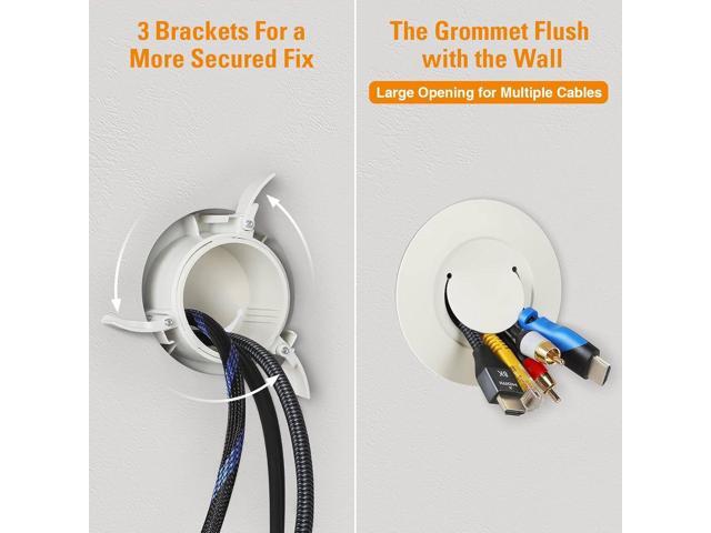 Wall TV Cord Hider Kit - Includes 2 Pass Locking Brackets and Hole Saw Drill Attachment