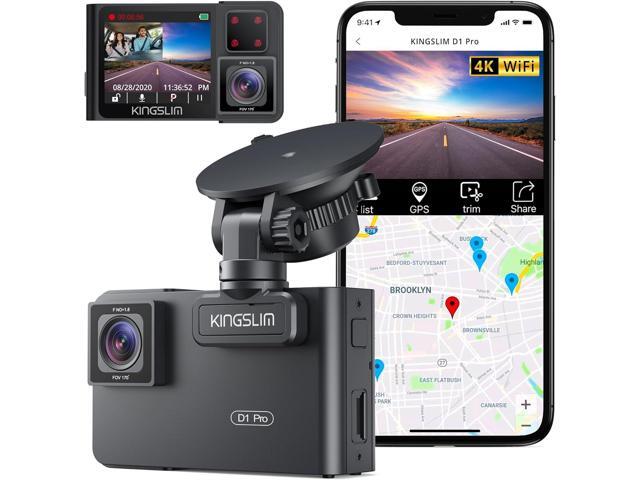 Kingslim D1 pro Dual Dash Cam 4K Record Inside - Front and Inside Dash Camera GPS WiFi for Cars Uber Truck, Dashcam with Infrared Night Vision,.