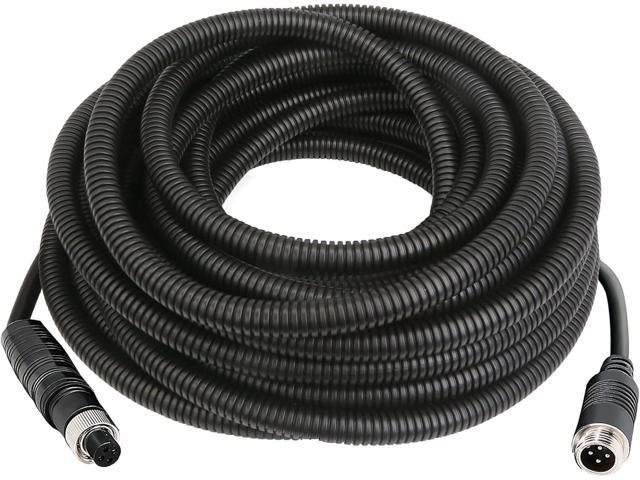 4 Pin Camera Cable with Corrugation Tube Cover, Aviation Extension, 4 Pin Video Cable for Backup Camera Rear View System RV Truck Trailer Bus Car...