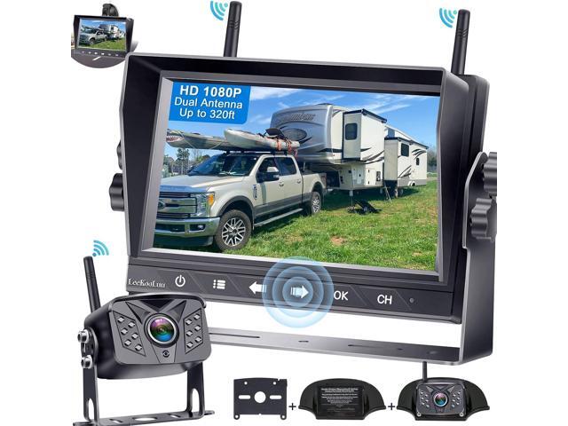 HD 1080P 7 inch RV Wireless Backup Camera: 15-Min Easy to Install Clear Night Vision 4 Channels Recording Touch Key Monitor Rear View Camera for.