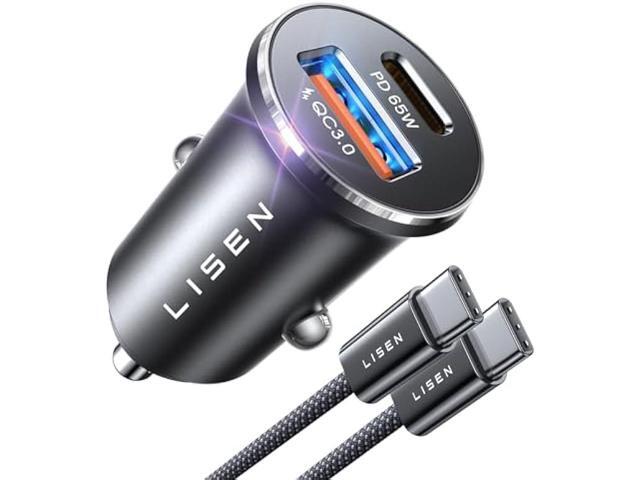 LISEN USB C Car Charger Adapter Fast Charge 95W [All Metal] Cigarette Lighter USB Charger Fast Charging PD65W Dual Port Car Phone Charger for...