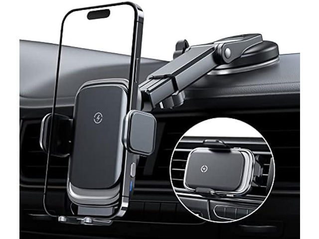Hinyx Wireless Car Charger Mount, 15W Full Auto-Clamping Fast Charging Air Vent Dash Windshield Phone Car Holder Mount for iPhone 15/15 Pro/ 14...