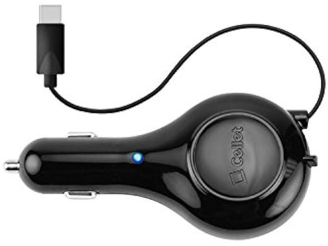 Cellet USB-C (Type-C) Retractable Car Charger, Fast Car Charger Compatible for iPhone 15, Samsung Galaxy Smartphones, LG Motorola Moto Google Pixel...