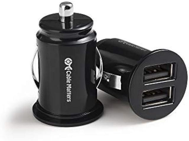 Cable Matters 2-Pack 4.8A 24W Flush Mount Dual USB Car Charger, Compact Mini Car USB Charger for Smartphones and Tablets