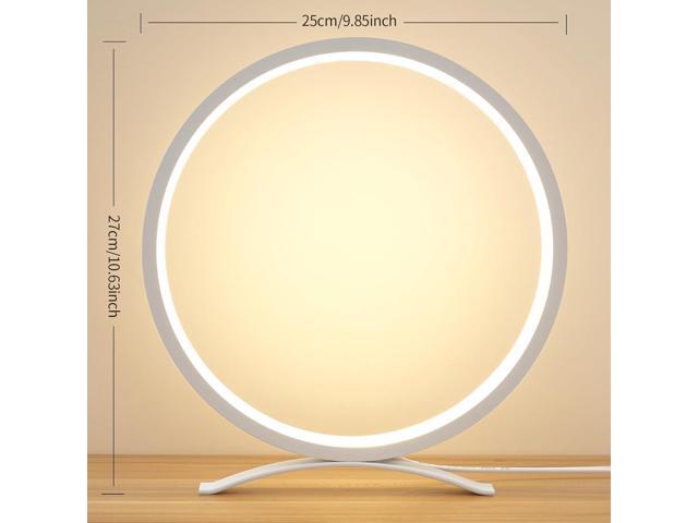Desk Lamp,Metal Circle Ring Table Lamps Bedside Lamp for Nightstand, Modern Minimalist Lamps/Led Warm Light for Bedroom/Living Room,10 Inch