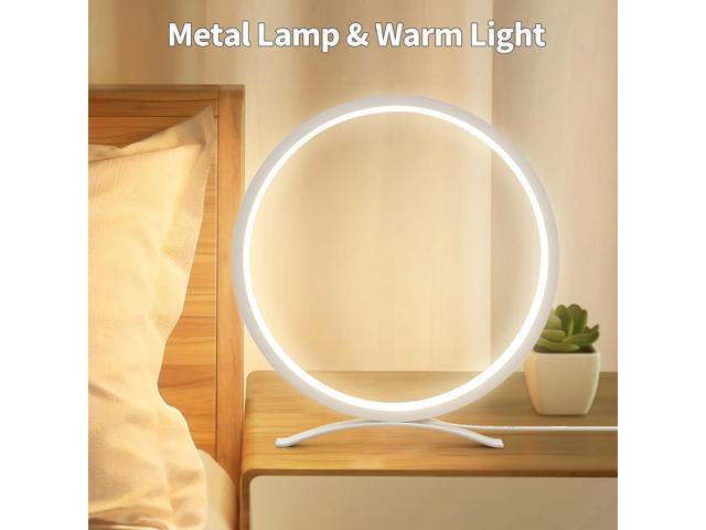 Desk Lamp,Metal Circle Ring Table Lamps Bedside Lamp for Nightstand, Modern Minimalist Lamps/Led Warm Light for Bedroom/Living Room,10 Inch