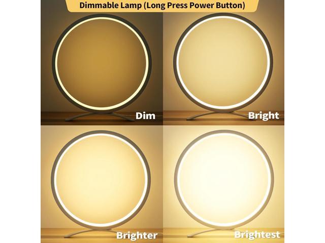 Desk Lamp,Metal Circle Ring Table Lamps Bedside Lamp for Nightstand, Modern Minimalist Lamps/Led Warm Light for Bedroom/Living Room,10 Inch