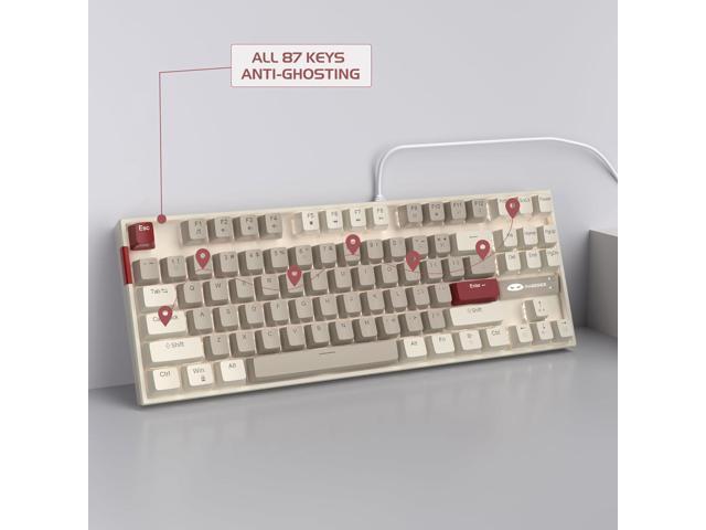 MageGee 75% Mechanical Gaming Keyboard, Brown Switch, LED White Backlit, 87 Keys Compact TKL Wired Computer Keyboards for Windows Laptop PC Gamer -...