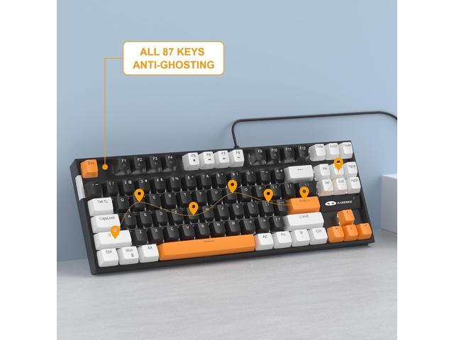 MageGee 75% Mechanical Gaming Keyboard, Brown Switch, LED White Backlit, 87 Keys Compact TKL Wired Computer Keyboards for Windows Laptop PC Gamer -...