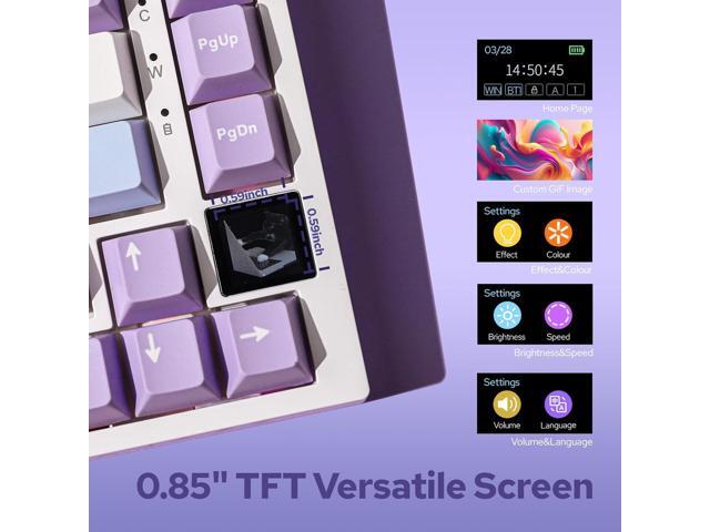 AK820 Pro 75% Mechanical Keyboard, Gasket-Mounted Gaming Keyboard with TFT Smart Display & Knob, Bluetooth 5.1/2.4G Wireless/Type-C Wired Custom...