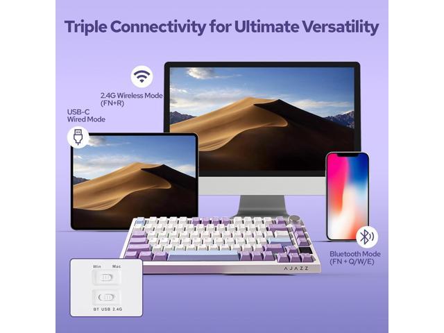 AK820 Pro 75% Mechanical Keyboard, Gasket-Mounted Gaming Keyboard with TFT Smart Display & Knob, Bluetooth 5.1/2.4G Wireless/Type-C Wired Custom...
