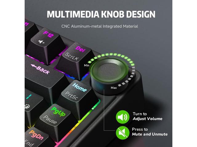 RK ROYAL KLUDGE R75 Wired Mechanical Gaming Keyboard, 75% Hot-Swap Mechanical Keyboard Volume Knob, Soft Pre-lubed Tactile Brown Switch