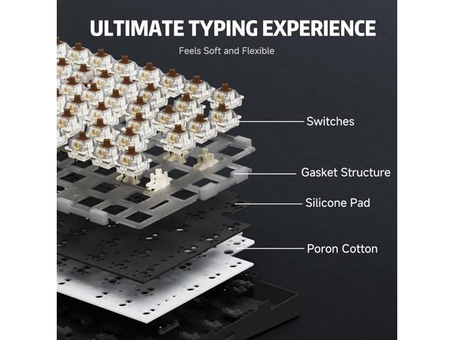 RK ROYAL KLUDGE R75 Wired Mechanical Gaming Keyboard, 75% Hot-Swap Mechanical Keyboard Volume Knob, Soft Pre-lubed Tactile Brown Switch