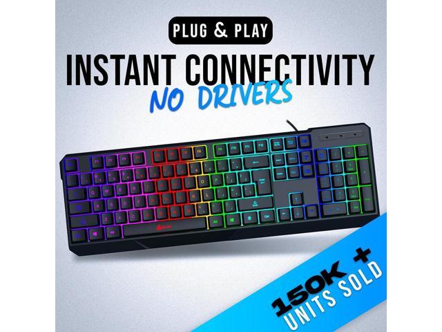 KLIM Chroma USB RGB Gaming Keyboard, Wired PC Computer Keyboard, Membrane, Waterproof Durable, 2 ms Response, PS4/PS5 & Mac Compatible