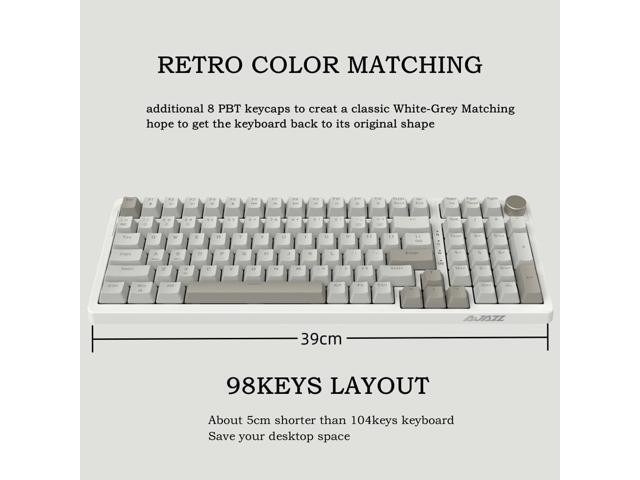 FIRSTBLOOD ONLY GAME. AK992 Retro Wired Mechanical Keyboard, 98 Keys Full Layout, Hot-Swappable USB Gaming Keyboard with Red Switches, Multimedia...