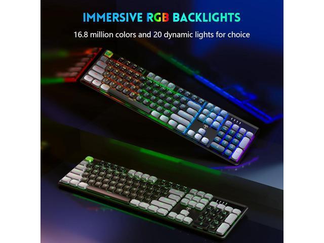 RisoPhy Wireless Gaming Keyboard, Low-Profile 2.4G/USB-C/Bluetooth Mechanical Keyboard with Smooth Red Switches, RGB Backlight/Software/Silent...