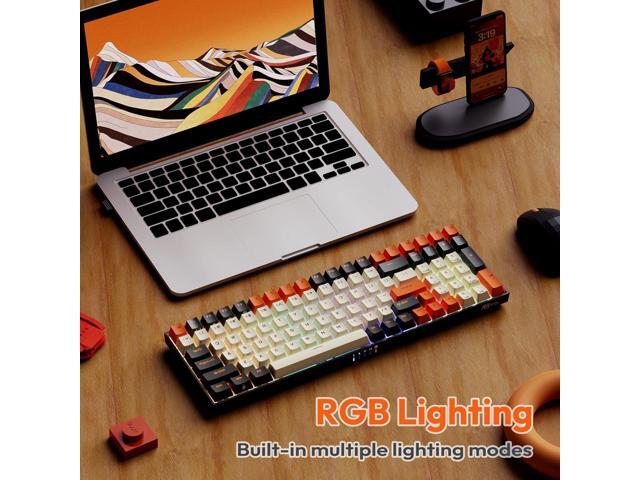 RK ROYAL KLUDGE RK100 Wireless Mechanical Keyboard RGB Backlit Bluetooth5.1/2.4G/Wired 96% Full Size 100-Key Hot Swappable Gaming Keyboard Red...