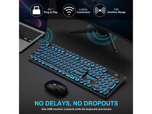 BlueFinger Wireless Gaming Keyboard and Mouse Combo, Upgrade Battery Percentage Display, Rechargeable Slim Gaming Keyboard Mouse Set, Light Up...