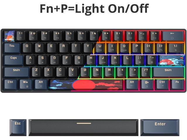 surmen 60% Gaming Keyboard 60 Percent, Wired Mini Mechanical Keyboard with Linear Red Switches PBT Keycaps for PC Gamer Typist (Blue Samurai...